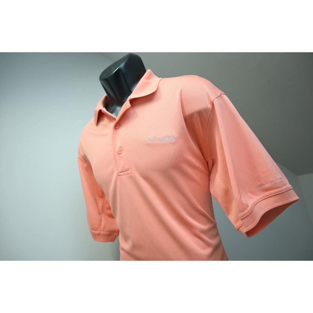 Columbia PFG Performance Peach Athletic Fishing Golf Polo Shirt Mens Size Small